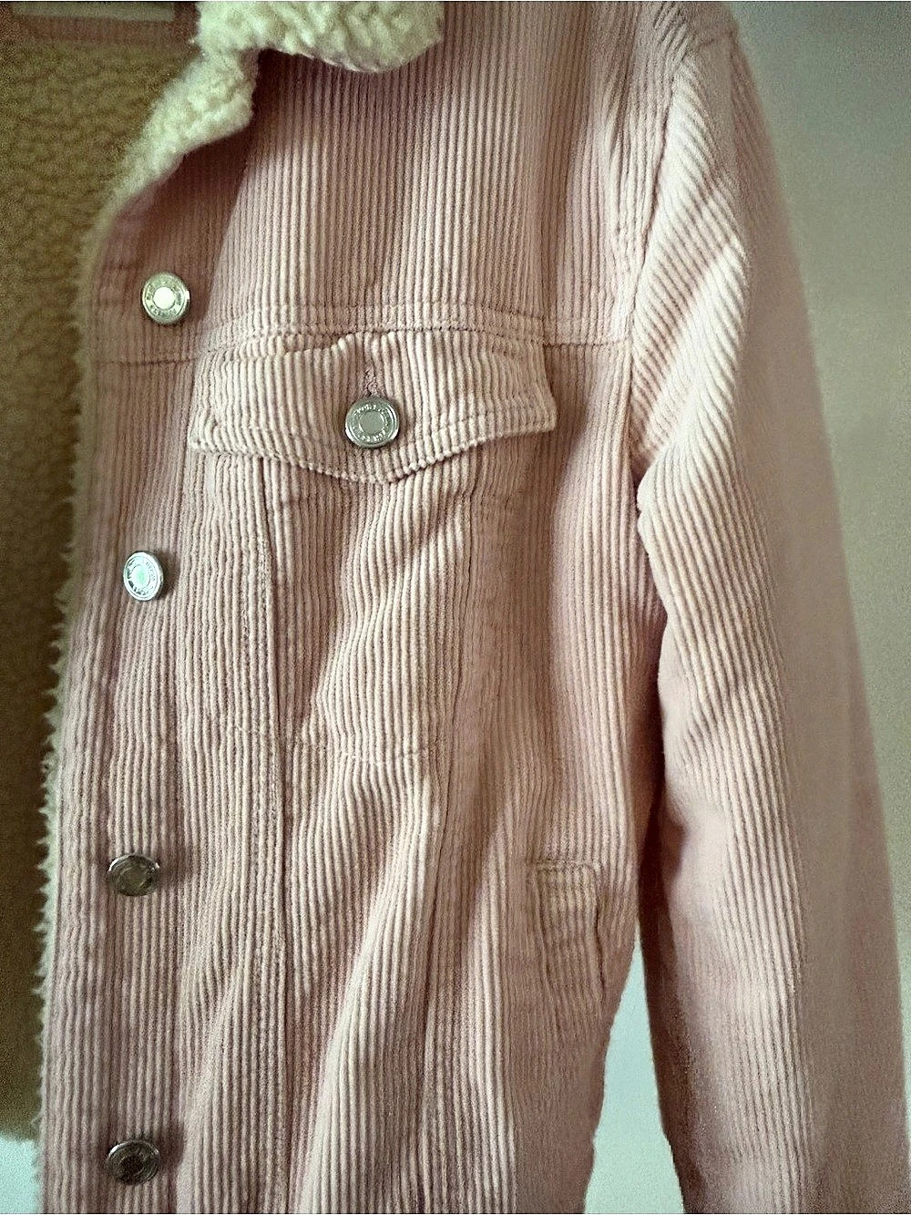 Bluenotes Classic Fit Pink Corduroy Sherpa Jacket Size Medium Like New - Picture 5 of 5